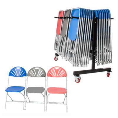 60 Fan Back Folding Chairs and Trolley