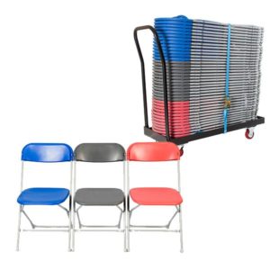 40 Straight Back Folding Chairs & Trolley