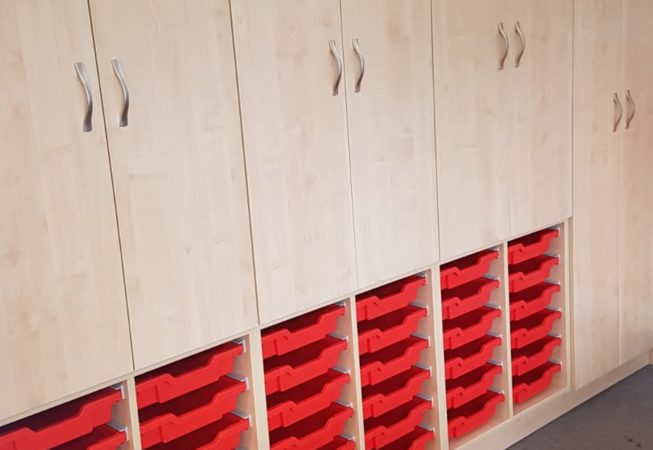 Guilden Sutton primary bespoke storage cupboards