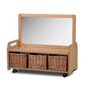 Low Mirror Storage Unit With Castors & baskets