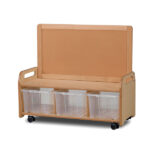Low Display Storage Unit With Castors & 3 clear tubs