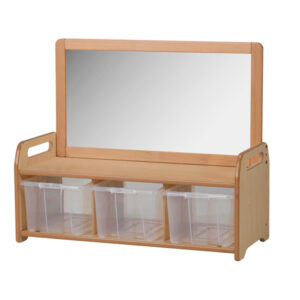 Low Mirror Storage Unit Without Castors & 3 clear tubs