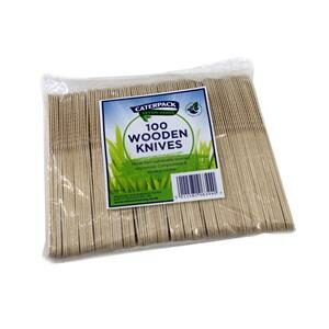 Caterpack Natural Birchwood Knives (Pack 100)